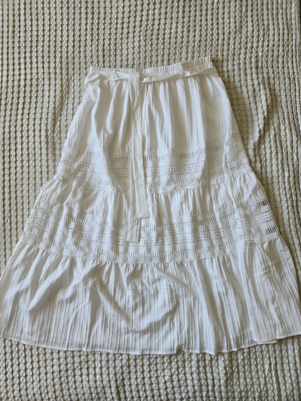 White Tiered Boho Maxi Skirt